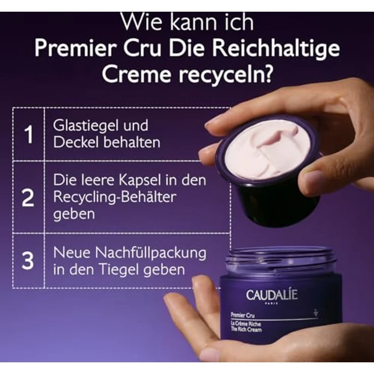 CAUDALIE Premier Cru Die Reichhaltige Creme 50 ml, Langlebigkeitsformel gegen Hautalterung, nachfüllbar – Bild 5
