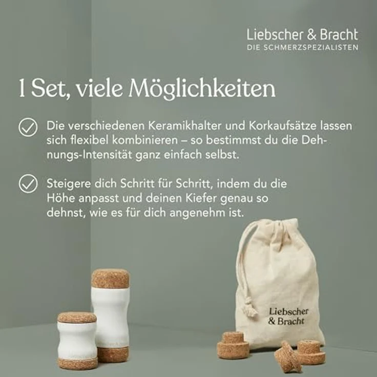 Liebscher & Bracht Kieferretter – gegen Zähneknirschen & CMD, 18 Dehnstufen, inkl. Halter, Korken-Set – Bild 6