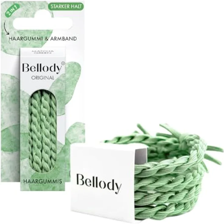 Bellody Original Haargummis & Scrunchies, Seychelles Blue, elastische Riffelstruktur für sicheren Halt – Bild 1