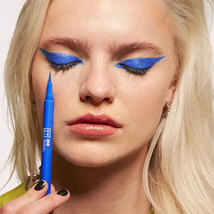 3INA The Color Pen Eyeliner, Filzstift-Eyeliner in Blau, 1 ml mit präziser Linie und intensiver Farbe – Bild 4
