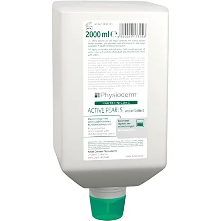 Physioderm Hautsch.Reiniger Active Pearls, 2000ml Faltflasche mit schmutzbindenden Rizinuswachsperlen, Handseife