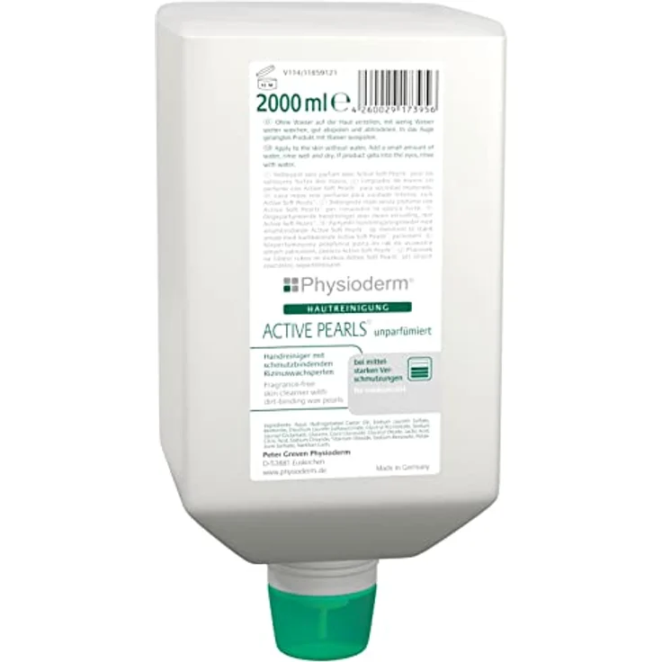 Physioderm Hautsch.Reiniger Active Pearls, 2000ml Faltflasche mit schmutzbindenden Rizinuswachsperlen, Handseife – Bild 1