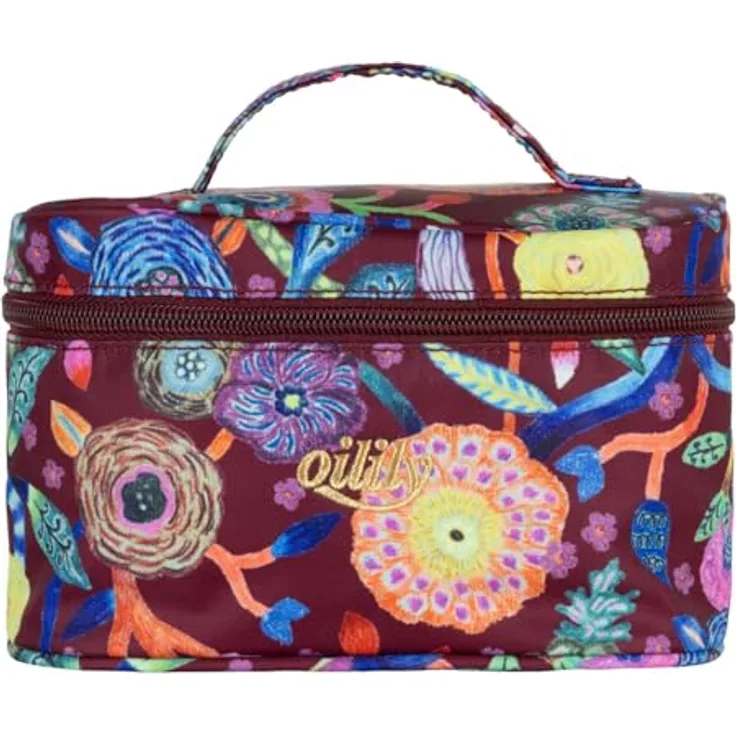 Oilily Cila Beauty Case, Kosmetiktasche in Tawny Port mit geräumigem Hauptfach und praktischem Tragegriff