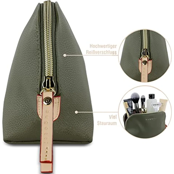 bugatti Ella Kulturbeutel, Kosmetiktasche, Toiletry Bag, Waschtasche, Waschbeutel, Toilettentasche in Olive – Bild 3