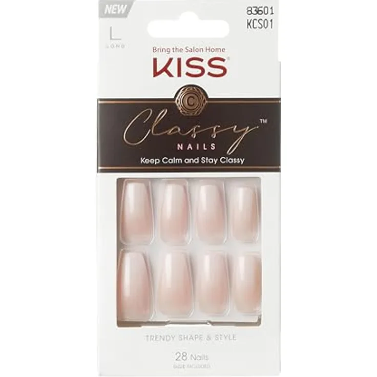 KISS Classy Nails Be-you-tiful, künstliche Fingernägel Long, 28 St., mit speziell geeignetem Kleber für langanhaltenden Halt