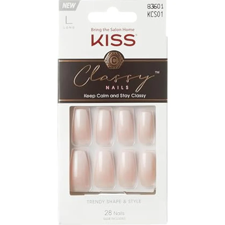 KISS Classy Nails Be-you-tiful, künstliche Fingernägel Long, 28 St., mit speziell geeignetem Kleber für langanhaltenden Halt – Bild 1