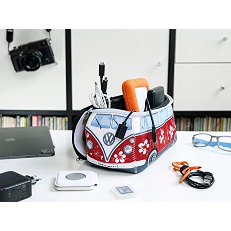 VW Bulli T1 Neopren 3D Universaltasche rot hibiskus – Bild 7