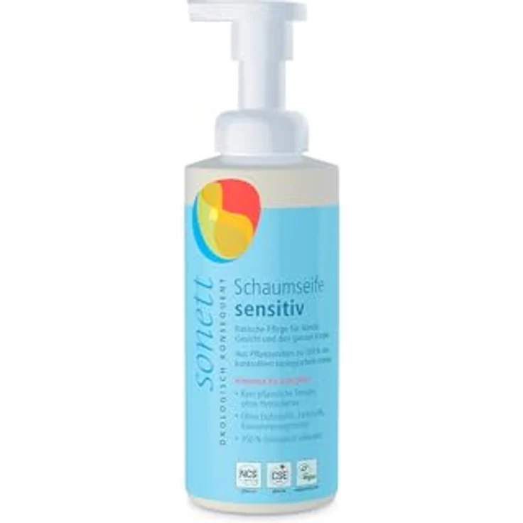 Sonett Schaumseife sensitiv, 200 ml, milde Handseife mit neutralem Duft, 100% pflanzliche Inhaltsstoffe – Bild 1