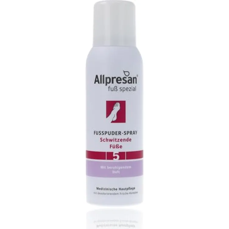 Allpresan Fuß spezial Nr. 5 Fußpuder-Spray, 125ml, gegen schwitzende Füße, ohne Aluminiumsalze & Konservierungsstoffe, für angenehmen Duft und trockene Haut