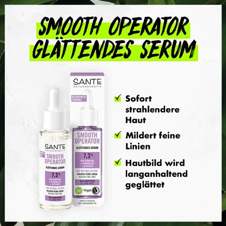 SANTE Gesichtspflege Smooth Operator, Glättendes Serum mit Mattenbohne und Parakresse, 30 ml – Bild 3