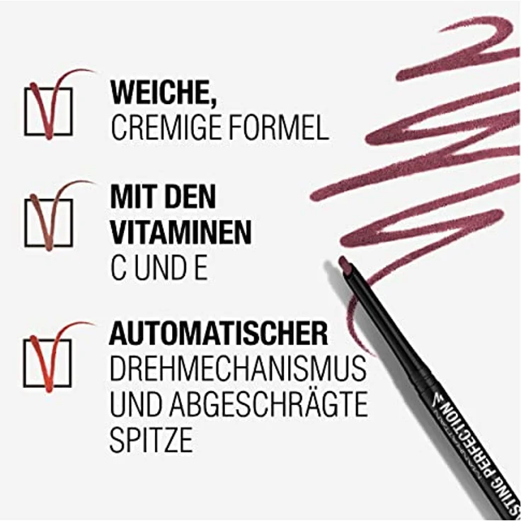 Manhattan Lasting Perfection Lipliner, Fb. 59 Y Love Rosy, langanhaltender und deckender Konturenstift, 2 g – Bild 3