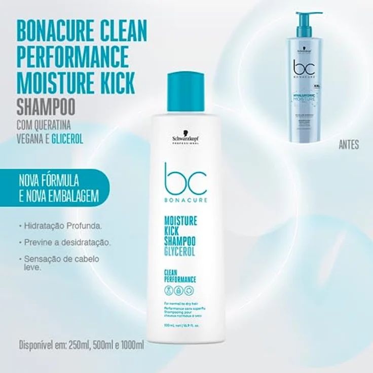 Schwarzkopf Shampoo BonaCure Clean Performance Moisture Kick Shampoo Glycerol 500 ml – Bild 4