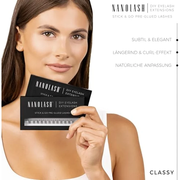 Nanolash Pre-Glued Wimpernbüschel, Selbstklebende Büschelwimpern für DIY Wimpern Extensions mit Pinzette, natürliches Aussehen, 36 Stück, CLASSY – Bild 5