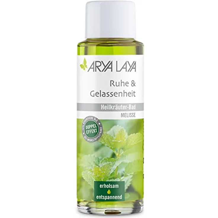 ARYA LAYA Heilkräuter-Bad Ruhe & Gelassenheit: Wellness & Pflege für zu Hause mit Melissen-Extrakt, wirkt beruhigend auch bei Schlafstörungen, Abgespanntheit und innerer Unruhe, vegan, 200 ml