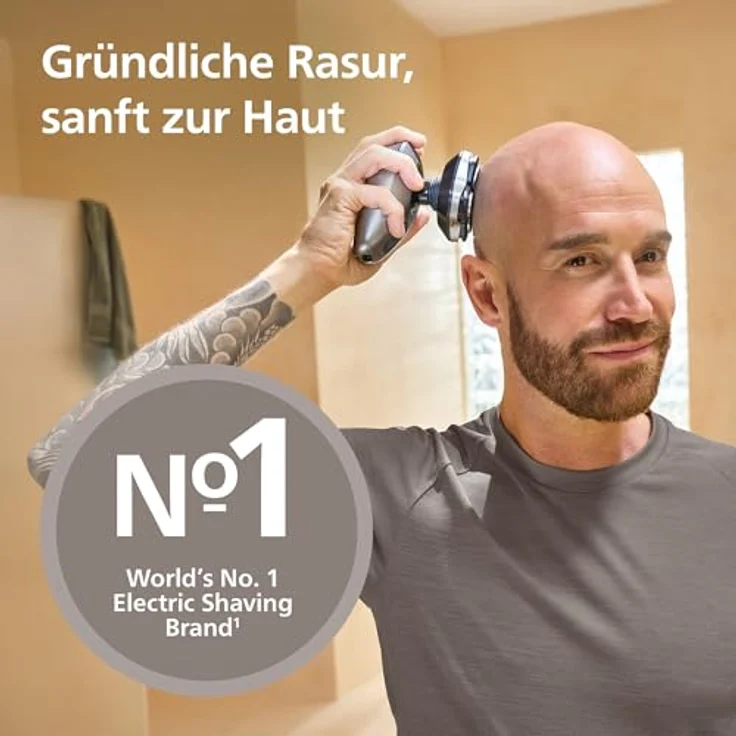 Philips Pro Series 9000, Glatzenrasierer mit 36 ComfortCut-Klingen, 360°-Scherkopf, wasserdicht, schwarz – Bild 2