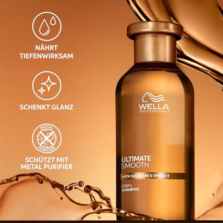 Wella Professionals Ultimate Smooth Shampoo -  Pflegendes Haarshampoo Mit Squalan & Omega 9 - Für Trockenes, Stumpfes & Krauses Haar, 1 l – Bild 2