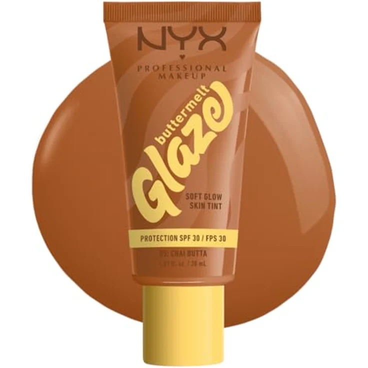 NYX PROFESSIONAL MAKEUP Buttermelt Glaze Foundation, LSF 30, 30 ml, Farbton: 05 Chai Butta, mit Sheabutter, Mangobutter und Niacinamide – Bild 1