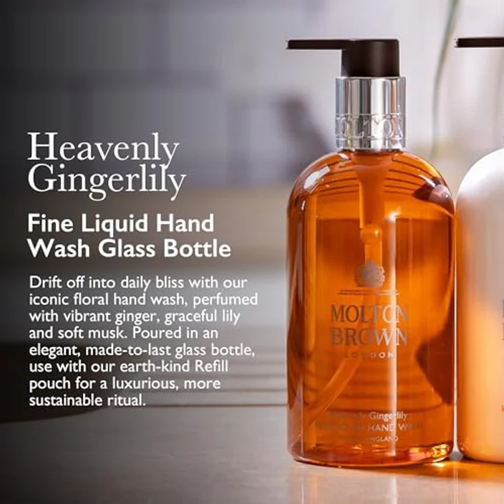 Molton Brown Heavenly Gingerlily feine flüssige Handseife Glasflasche 200 ml - Medley aus kräftigem Ingwer, anmutiger Lilie und anhaltendem Moschus – Bild 3