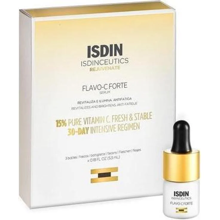Isdin Isdinceutics Flavo C Forte Serum, Gesichtsserum mit antioxidativer Formel, 3x5 ml (16 ml)