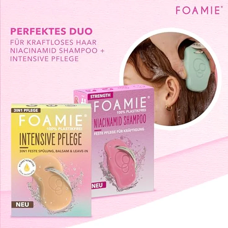 Foamie Festes Shampoo STRENGTH mit Niacinamid, Volumen Shampoo für feines Haar, Reisextrakte, 80g – Bild 5