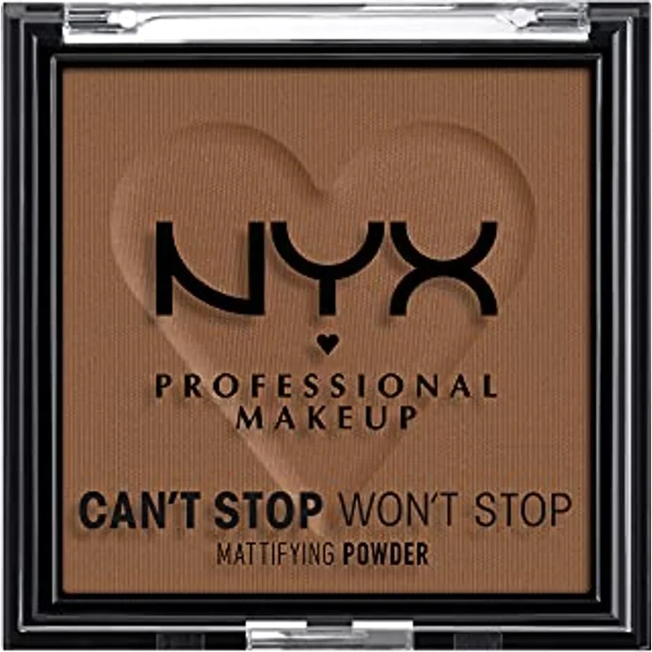 NYX Professional Makeup Can't Stop Won't Stop Mattifying Powder, Puder 6 g, tiefschwarz Deep 09, mattierender Effekt