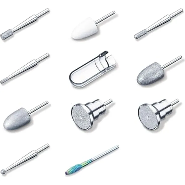 Beurer MP 100/MP 200 Nachkaufset, 10 Nagelfräser Aufsätze aus Saphir, Keramik und Filz, 30 Einwegaufsätze aus Sandpapier, mit Schutzkappe für Nagelstaub