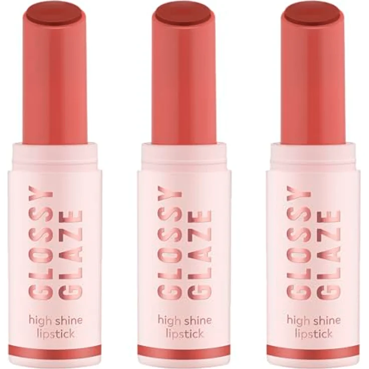 essence GLOSSY GLAZE high shine lipstick, Nr. 05, nude, hochpigmentiert, glänzend, vegan, 3er Pack (3x1.9g) – Bild 1