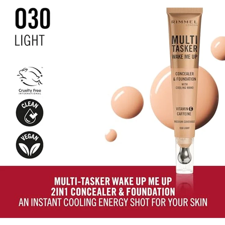 Rimmel Multi-Tasker Wake Me Up Concealer, zur Verjüngung der Gesichtshaut, Farbton 30 Light, 20 ml – Bild 5