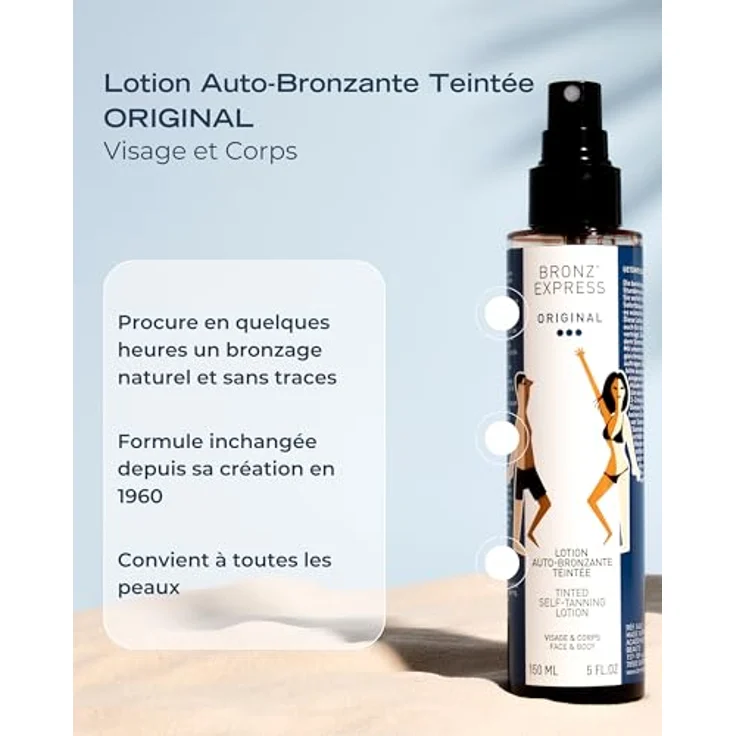 Académie Bronz'Express Lotion Teintée Intense, getönte Selbstbräunungslotion für Gesicht und Körper, 150 ml mit blumigem Zitrusduft – Bild 6