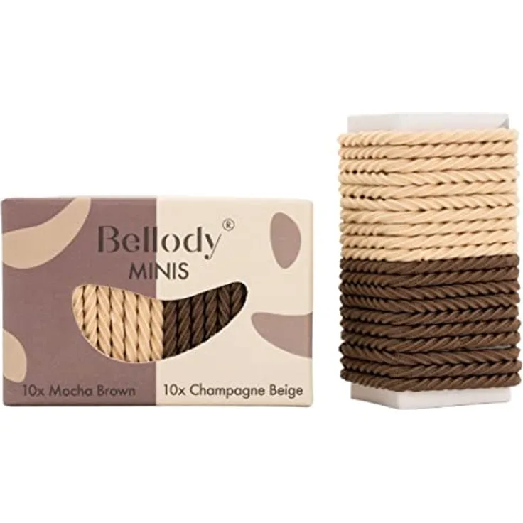 Bellody® Minis - Kleine Mini Haargummis für stylische Flechtfrisuren & kleine Zöpfe (20 Stück - Braun/Beige) - Damen Haargummis in verschiedenen Farben