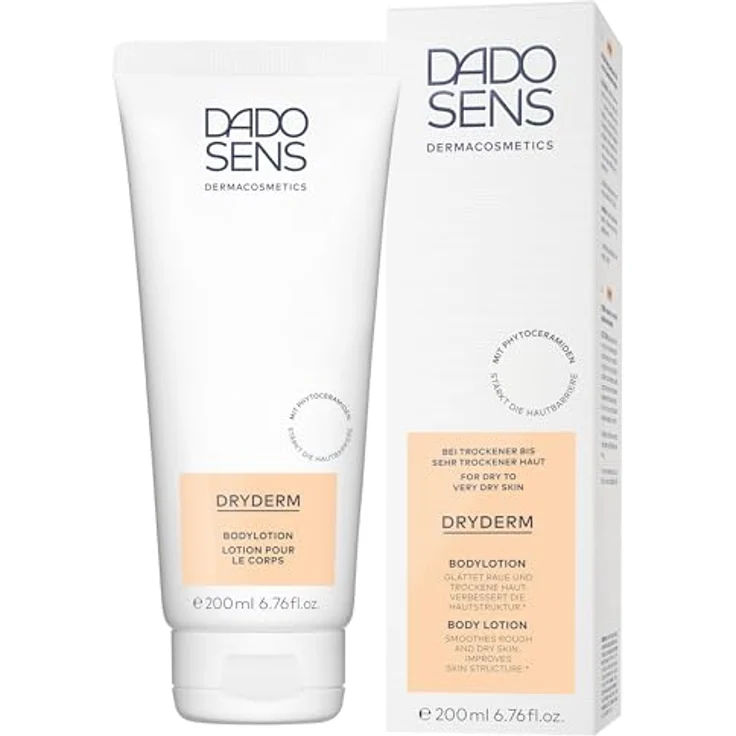 DADO SENS DRYDERM BODYLOTION (200 ml) - Tiefenwirksame Feuchtigkeitspflege für raue & trockene Haut, Vegan, mit Phytoceramiden, verbessert Elastizität und Geschmeidigkeit – Bild 2
