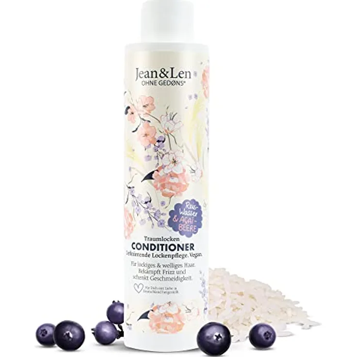 Jean & Len Traumlocken Conditioner Reiswasser & Açaibeere, für lockiges & welliges Haar, bekämpft Frizz und schenkt Geschmeidigkeit, Haarconditioner, ohne Parabene & Silikone, vegan, 300 ml