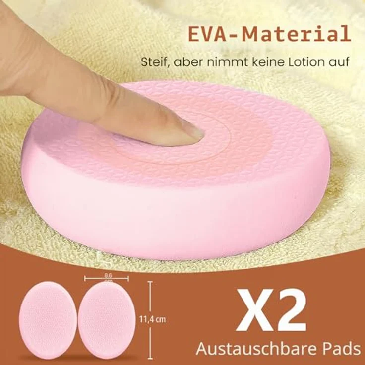 Svarvns Eincremehilfe Lotion-Applikator für Rücken/Füße/Beine, 17" langer Kunststoffgriff, 2 austauschbare Pads, rutschfester Griff, rosa – Bild 4