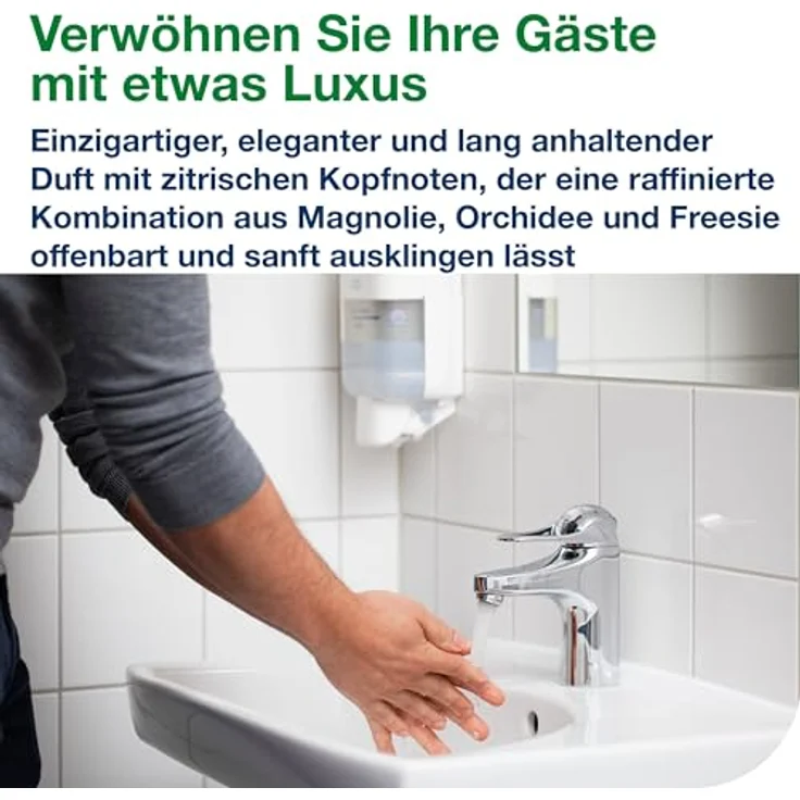 Tork Luxe Mini Schuimhandzeep S5, Flüssigseife mit Magnolienextrakt, feuchtigkeitsspendend, 8 x 525 ml, industriell abgeschlossene Flasche – Bild 7