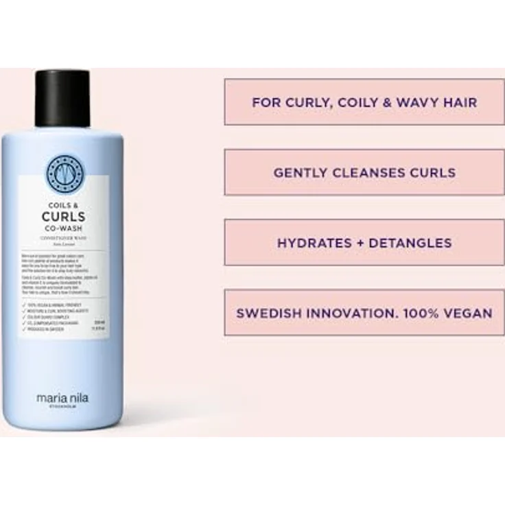 Maria Nila Coils & Curls Co-Wash, 350 ml - Feuchtigkeitsspendendes und entwirrendes 2-in-1 Shampoo-Conditioner - Zur Stärkung von Wellen und Locken - Vegan & Tierfreundlich – Bild 2