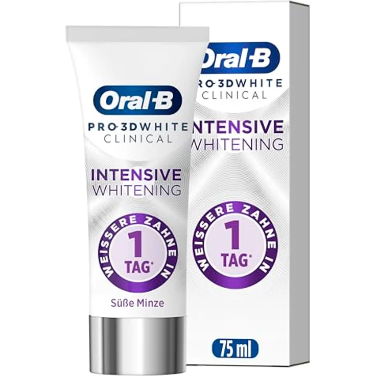 Oral-B Pro 3D White Clinical Intensive Whitening Zahnpasta, Weiße Zähne in 1 Tag, Süße Minze, 75ml – Bild 1