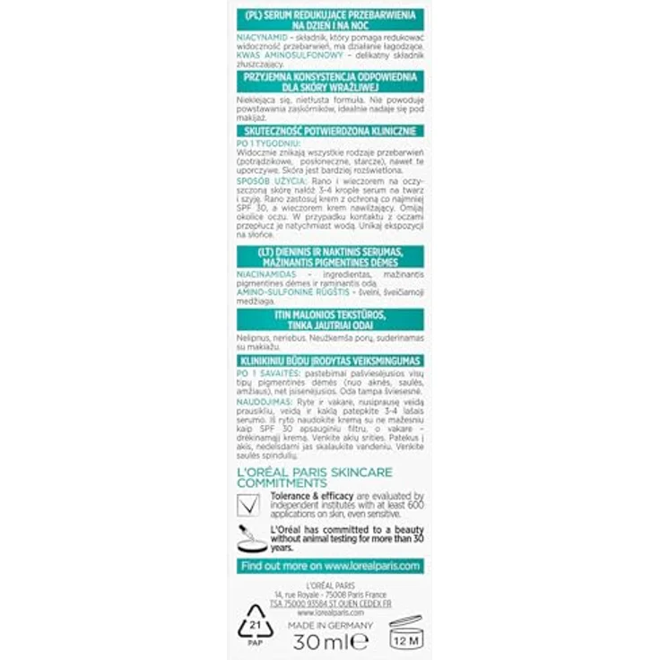 L’Oréal Paris Bright Reveal Serum gegen Pigmentflecken, 30 ml, Gesichtsserum für ein einheitliches Hautbild – Bild 2