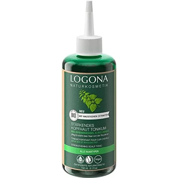 Logona Stärkendes Kopfhaut Tonikum, Kopfhautbehandlung für gestärkte und gesund wachsende Haarwurzeln, Bio-Brennnessel und Bio-Birkenblatt, Vegane Formel, 1 x 150 ml - Preisvergleich