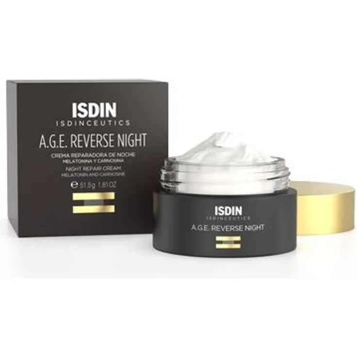 ISDIN ISDINCEUTICS A.G.E.Reverse Nachtcreme, Gesichtscreme mit Melatonin zur Reparatur von Hautschäden, 51,5 g