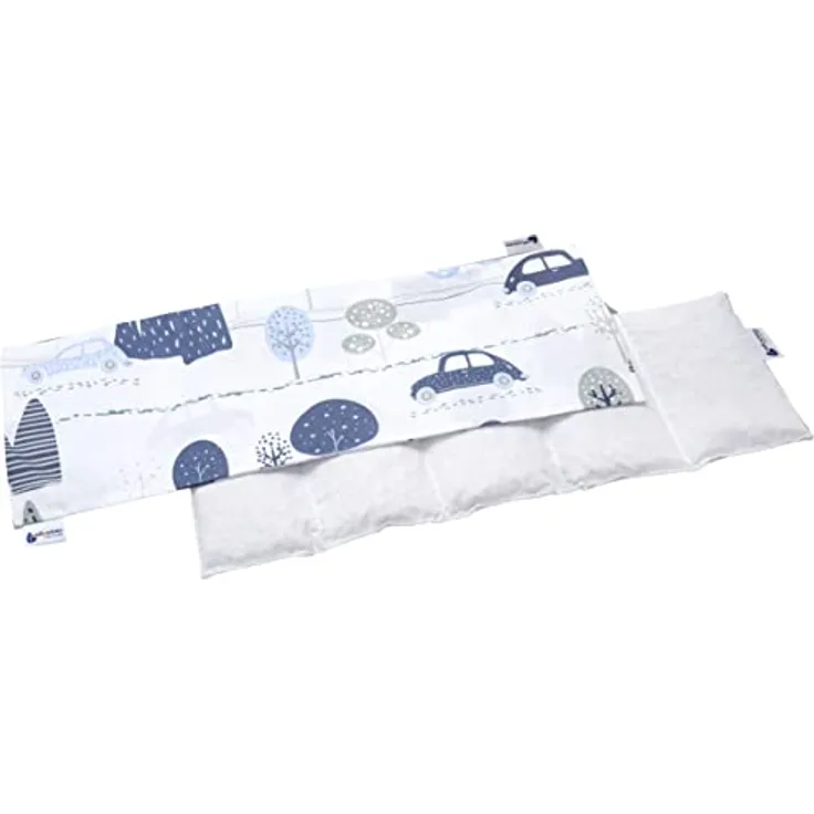 Medi Partners Kirschkernkissen Mikrowelle 60x20cm, 800g Wärmekissen aus 100% Baumwolle mit abnehmbarem Bezug und 5 Kammern, Retro Cars Design