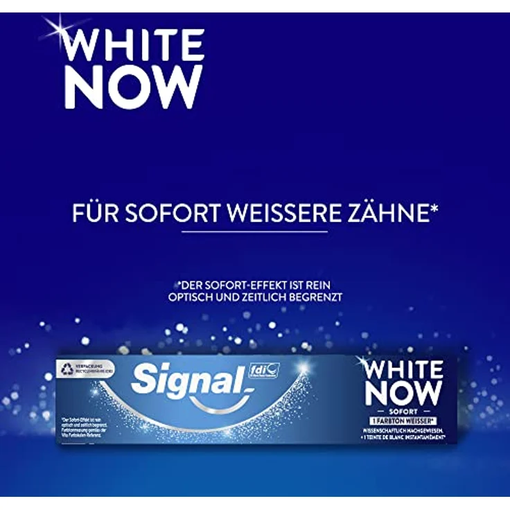 Signal White Now mit Blue Light Technology 4 x 75 ml, mit Whitening-Effekt für eine sanfte Zahnaufhellung – Bild 2