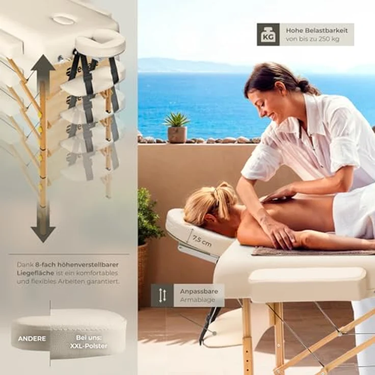 TecTake Massageliege Massagestuhl, 3 Zonen Massageliege – Bild 5