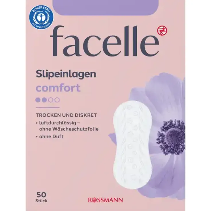 facelle Slipeinlagen Comfort – extra lang, weich & atmungsaktiv, mit Saugkern & Geruchsneutralisierung, ohne Duftstoffe, 50 Stück