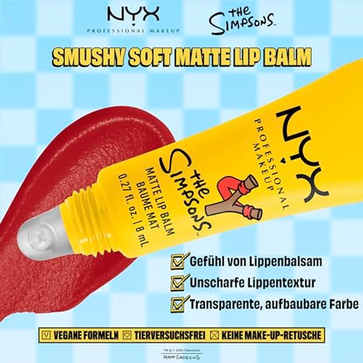NYX Professional Makeup The Simpsons Smushy, Lippenbalsam mit Matt-Effekt, pflegend, 8 ml – Bild 2