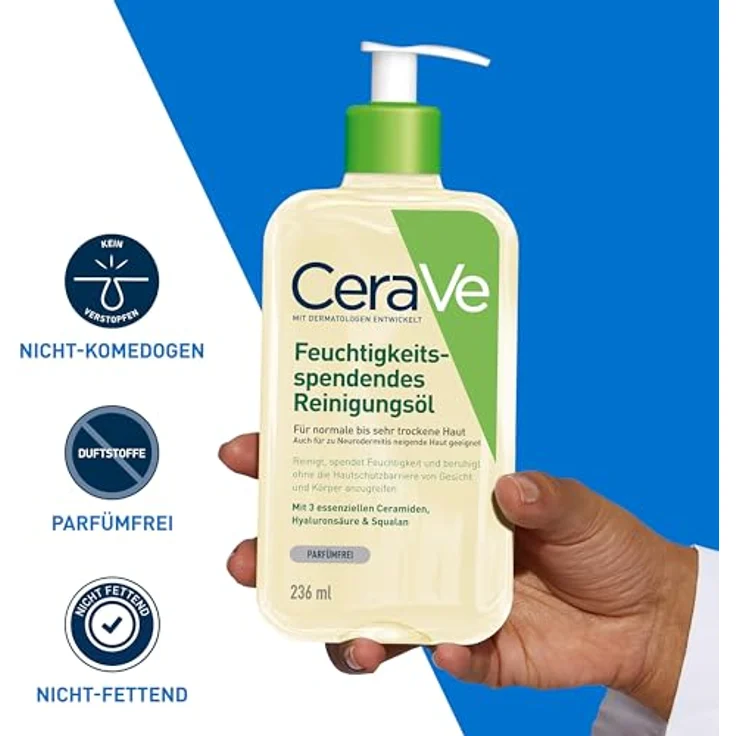 CeraVe Feuchtigkeitsspendendes Reinigungsöl Reinigungsöl 236 ml – Bild 3
