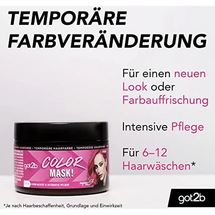 got2b Color Mask! Pink (150 ml), temporäre Haarfarbe für Farb-Boost & intensive Pflege in nur 5 Minuten, auswaschbare Haarfarbe mit pflegendem Kokos-Öl – Bild 3