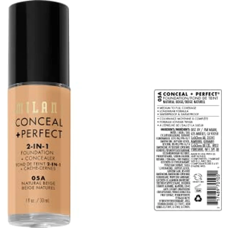 Milani Conceal + Perfect 2-In-1 Foundation + Concealer, Hautfarbe Natural Beige, 30 ml – Bild 2