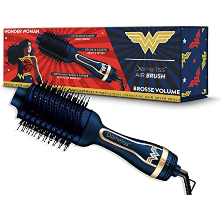 Demeliss - AIR BRUSH Wonder Woman - 2-in-1-Volumen-Blasbürste: Trocknen und Stylen - 3 Temperaturstufen - für alle Haartypen