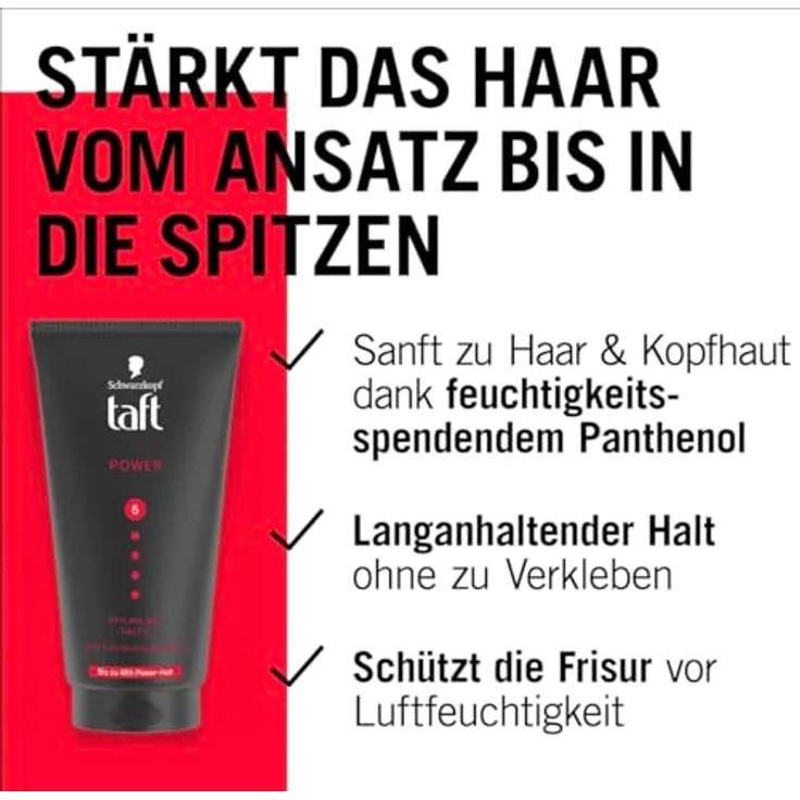 TAFT Haargel Power, 150 ml, 48 Stunden Halt, vegan, feuchtigkeits- und windbeständig – Bild 4