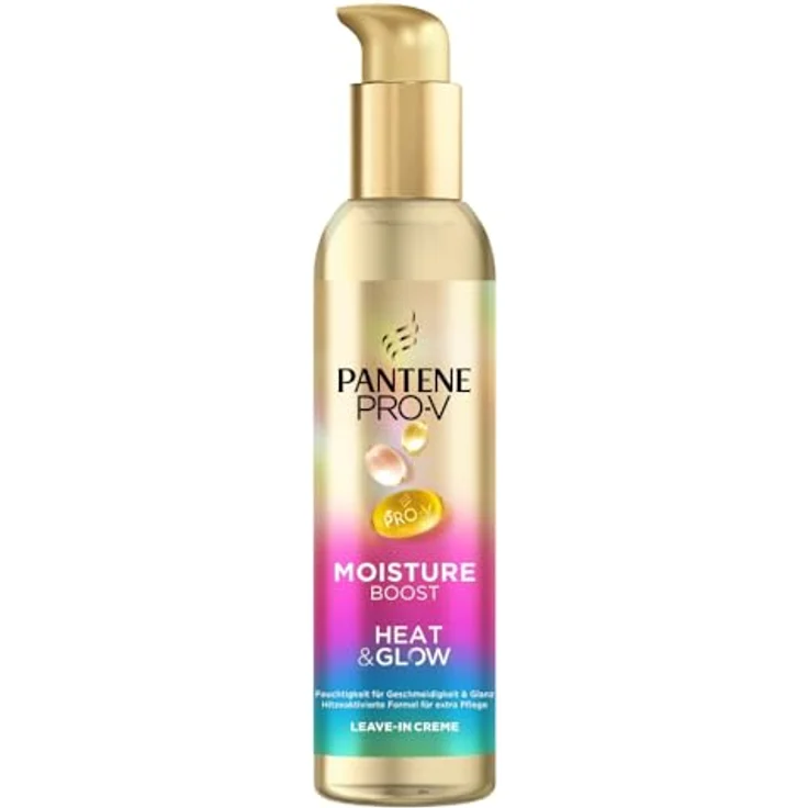 Pantene Pro-V Moisture Boost Heat & Glow Leave-In-Creme, 135ml, Hitzeschutz bis 230 °C, Anti-Frizz, feuchtigkeitsspendend für gesundes Haar – Bild 1